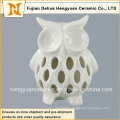 Lovely Hollow out Ceramic Owl Candle Holder, Owl White Glazed